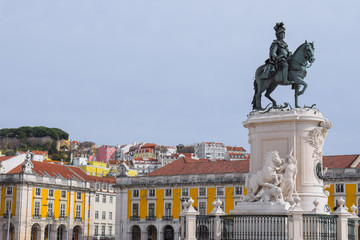 square with statue in lisbon, portugal
