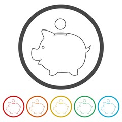 Piggy bank icon, 6 Colors Included