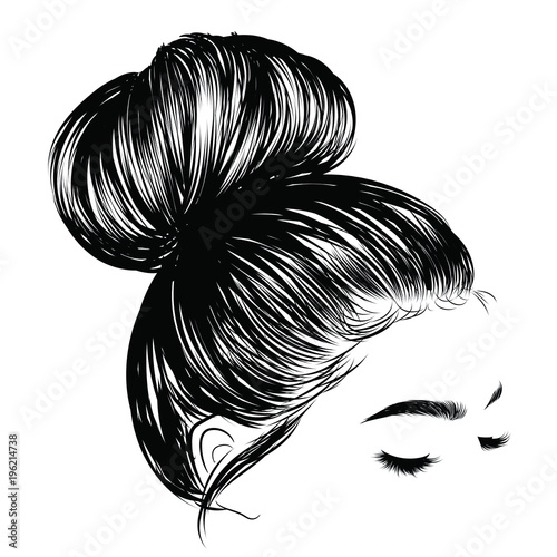 Download "Woman with stylish classic bun with perfet eyebrow shaped and ful. Illustration of business ...