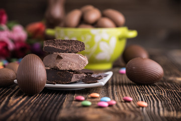 chocolate Easter eggs with raw chocolate