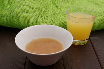 Onion soup on a table