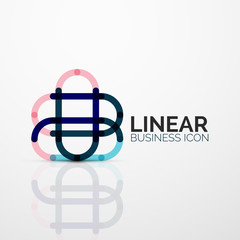 Abstract flower or star minimalistic linear icon, thin line geometric flat symbol for business icon design, abstract button or emblem