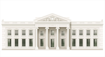 The facade of a classical public building is a Palace, a courthouse or a theater, a Parliament or a Museum. Classicism. Vector graphics - obrazy, fototapety, plakaty