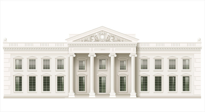 The facade of a classical public building is a Palace, a courthouse or a theater, a Parliament or a Museum. Classicism. Vector graphics