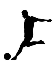 Fototapeta na wymiar vector of silhouette soccer player kicking the ball