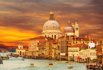 Naklejka premium Canal Grande with Basilica Santa Maria della Salute in the Venice, Italy