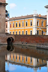 glimpse from the Estense castle in Ferrara, Emilia Romagna, Italy