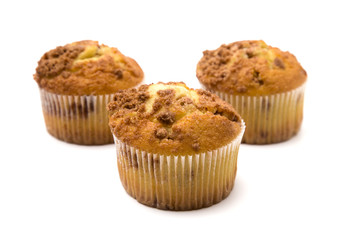 Brown Sugar and Cinnamon Muffins on a White Background