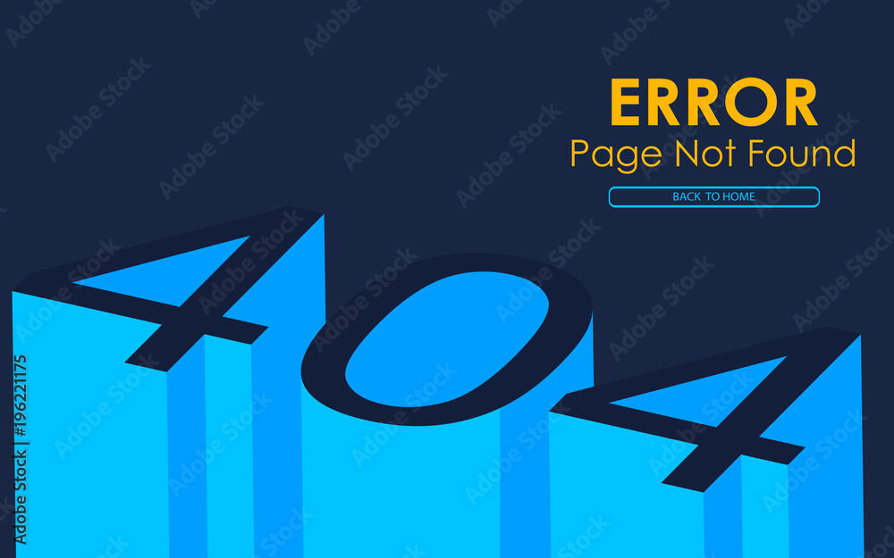 Wall mural 404 error page not found in 3d style vector graphic