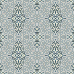 Abstract seamless pattern with floral motifs.