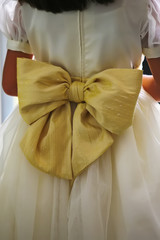 A bow on a dress of bridesmaid