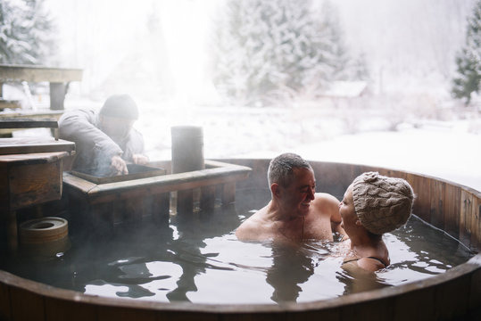 Sensual couple in plunge tub