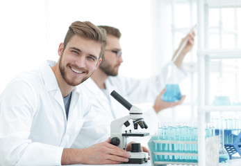 male researcher carrying out scientific research in a lab
