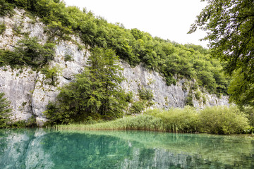 Obraz premium Turquoise lake in Plitvice Lakes National Park in summer in Croatia