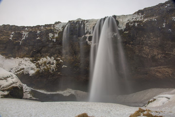 Seljalandsfoss waterfall, Iceland at wintertime