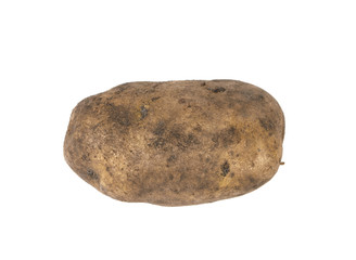 potatoes dirty on white background