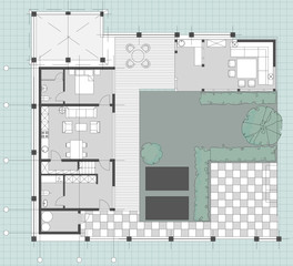 Standard living room furniture symbols set