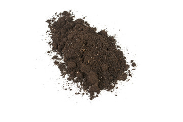 Pile of soil isolated on white background