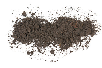 Pile of soil isolated on white background