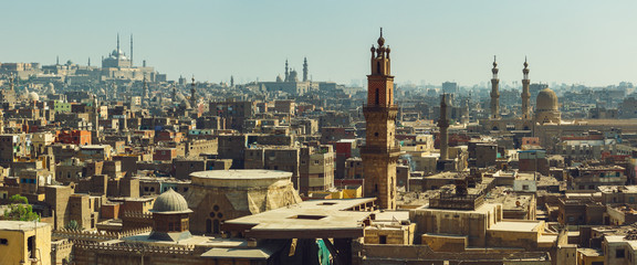 Obraz na płótnie Canvas Cairo panorama with view on medieval mosques