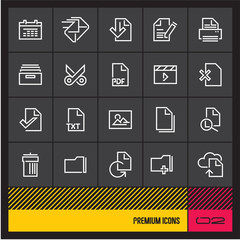 File management thin line vector icons set. Premium quality web and computer icons.