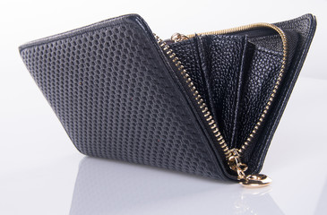 wallet. open purse on a background