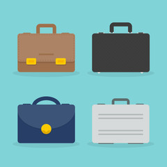 Set: briefcase illustration. Business concept. Colorful icon. Flat design, vector illustration