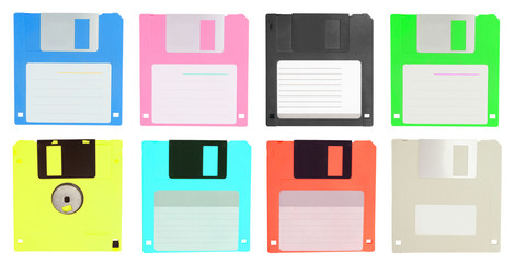 set of color  floppy disk isolated on white background