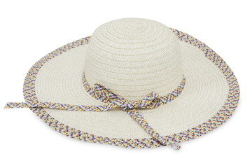 Feminine women's straw hat,Hat isolated on white