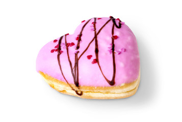 Donut shaped heart On the white scene..