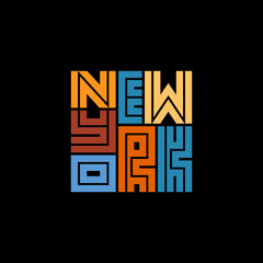 New York City Typography poster. Concept for print production. T-shirt fashion Design.