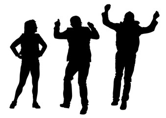 Dancer women and men on white background