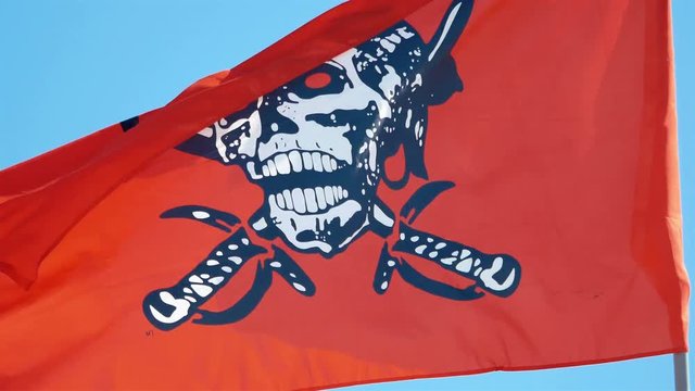 Video of red pirate flag in 4K