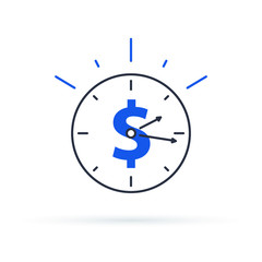 Time is money concept, clock and coin for long term financial investment. Superannuation savings, future income