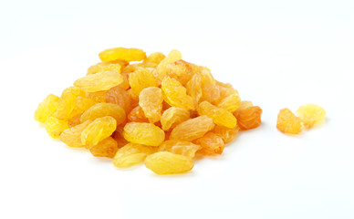 Raisins on the white background. Dried grapes.