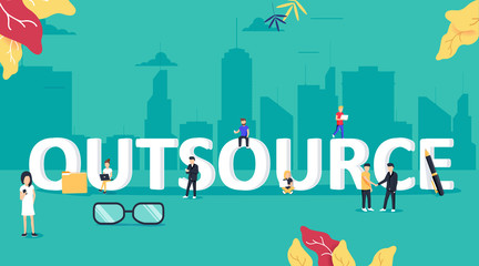 Outsourcing concept illustration. Idea of finding new staff and sources. Business company remote workers.