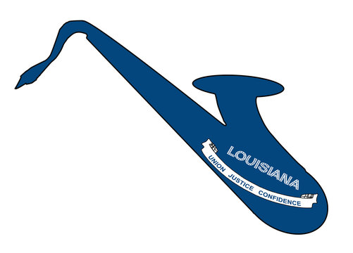 Saxophone Silhouette With Louisiana State Flag Icons