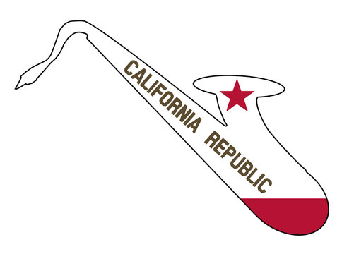 Saxophone Silhouette With California State Flag