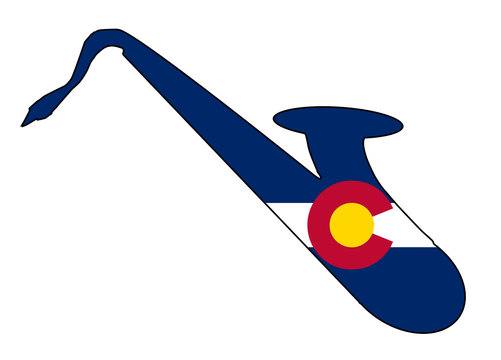 Saxophone Silhouette With Colorado State Flag