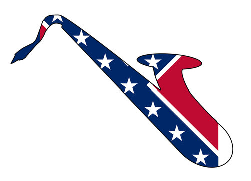 Saxophone Silhouette With Mississippi State Flag