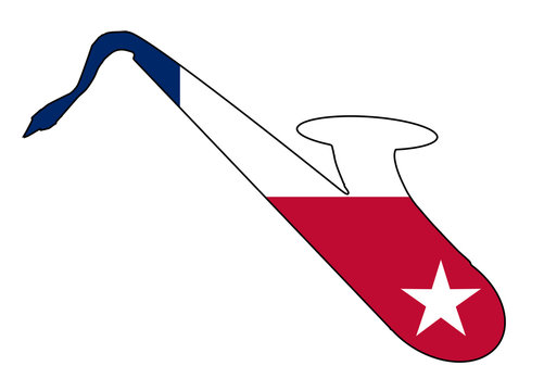 Saxophone Silhouette With Texas State Flag