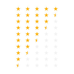 Set of yellow rating stars. Vector illustration