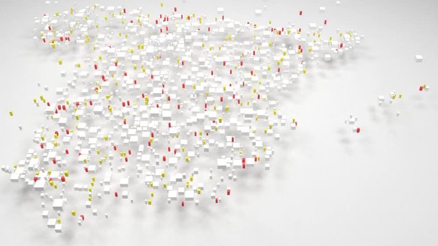 Map of Spain - Europe | 3d Rendering, mosaic of little bricks - White and flag colors