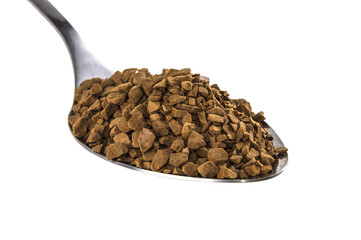 spoon with coffee on isolated white background