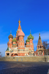 St. Basil's Cathedral on the Red Square in Moscow on a sunny winter morning