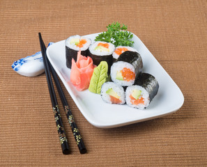 japanese cuisine. sushi on the background