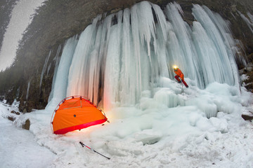 icefall in the Ukrainian Carpathians