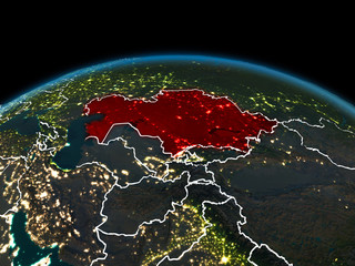 Kazakhstan on Earth at night