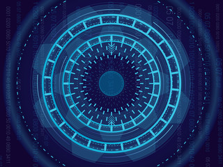 Vector illustration of abstract, light circle technology concept. Circuit board, high computer color background.