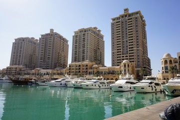 Fototapeta na wymiar Pearl Qatar Marina Harbour in Doha